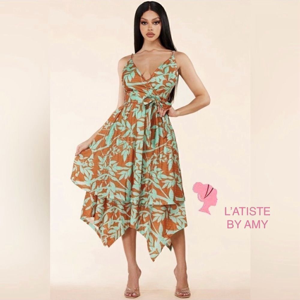 L'atise by Amy Handkerchief Hem Midi Dress - Floral Eyelet